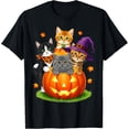 thumbnail image 1 of Cute Kittens Pumpkin Halloween Spooky Season Unisex T-Shirt, 1 of 6