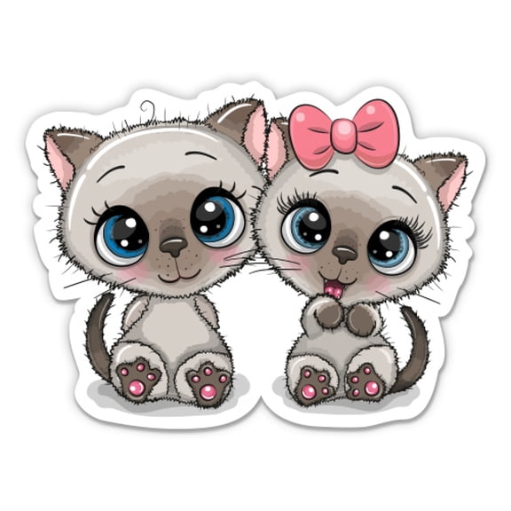 Cute Kitties - 3" Vinyl Sticker - For Car Laptop Water Bottle Phone - Waterproof Decal