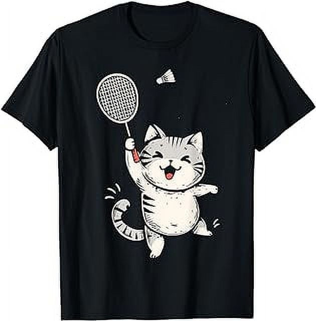 Cute Kitty Badminton Player Shuttlecock T-Shirt - Walmart.com