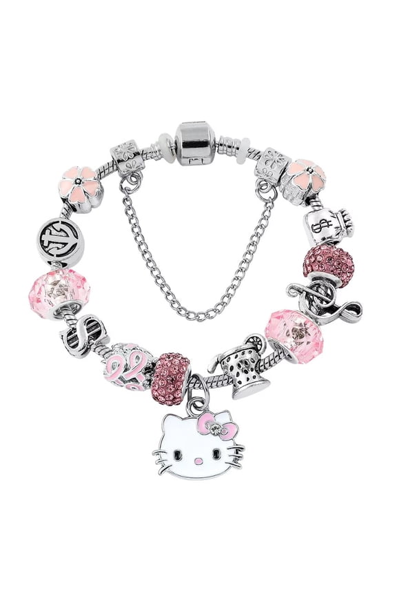 Cute Kitty Bracelet Charm Pink, one size, 12 charms bracelet