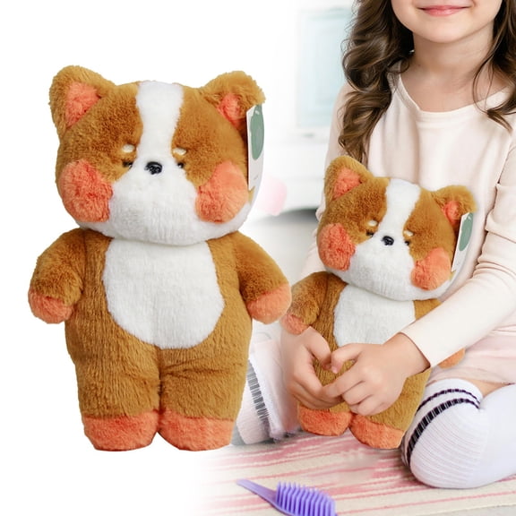 Cute Kitty Bunny Hybrid Plush Stuffed Animal Soft Cuddly Doll for Kids Bedtime and Play Comforting Gift for Girls and Boys Orange