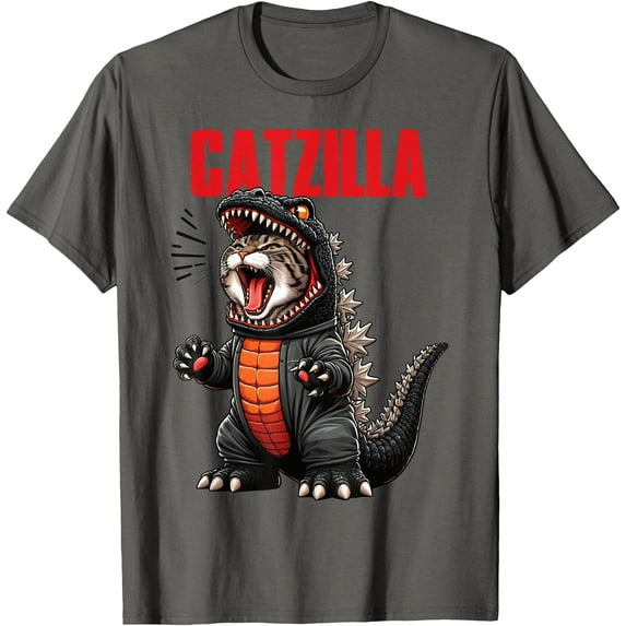 Cute Kitty Catzilla Cat Moms & Dads Unisex T-Shirt for Men Women Kids Toddler,Charcoal Color,Size 3T