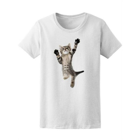 Cute Kitty Jumping And Playing T-Shirt Women -Image by Shutterstock, Female Large