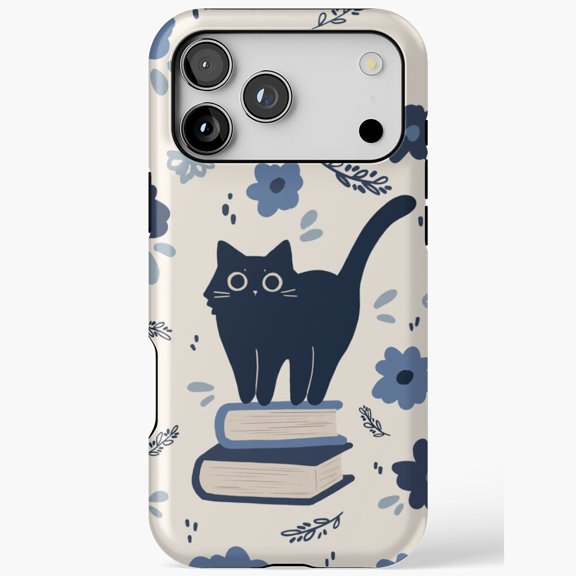 Cute Kitty Reading Library Cover for iPhone 11 12 13 14 15 16 17 Pro Max