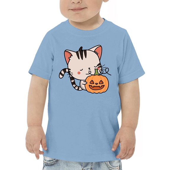 Cute Kittyboo And Jack-O-Lantern T-Shirt Toddler -Image by Shutterstock,  2 Toddler