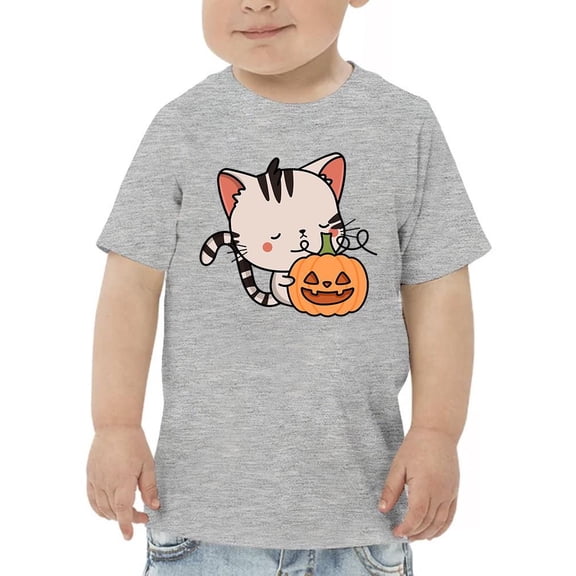 Cute Kittyboo And Jack-O-Lantern T-Shirt Toddler -Image by Shutterstock, 3 Toddler