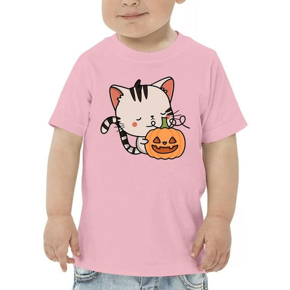 Cute Kittyboo And Jack-O-Lantern T-Shirt Toddler -Image by Shutterstock,  4 Toddler
