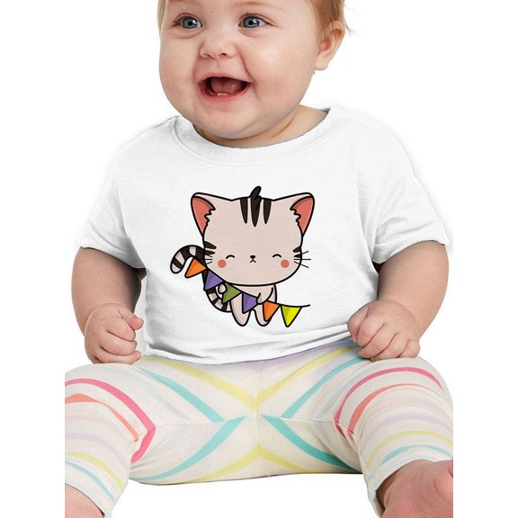 Cute Kittyboo W Flags. T-Shirt Infant -Image by Shutterstock, 18 Months