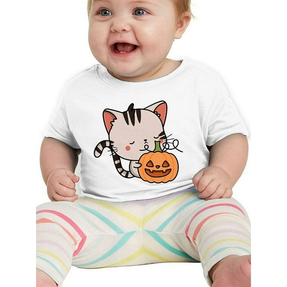 Cute Kittyboo W Pumpkin. T-Shirt Infant -Image by Shutterstock, 6 Months