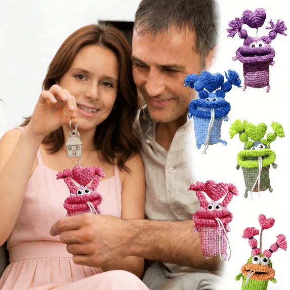 Cute Knitted Car Key Case with Buckle - Female Style Key Protective Cover & Pendant, Stylish Auto Accessory, Perfect 2026 Fun Gifts Ideas, Valentine's Day & Easter Gift for Car Owners, A