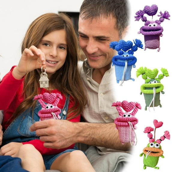 Cute Knitted Car Key Case with Pendant - Female-Friendly Key Protective Cover for Cars & E-Bikes, Adorable Net Red Style Key Accessory, Perfect Valentine’s Day Gift for Her, A