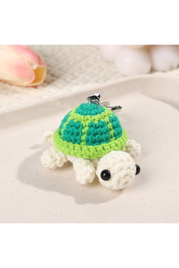 Cute Knitted Turtle Keychain Emotional Support Positive Crochet Sea Turtles Dolls Funny Knitted Mini Turtle Gifts for Room Home Decor