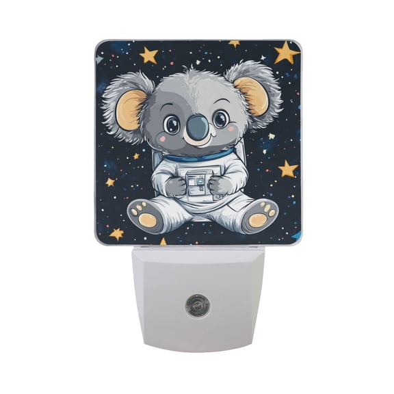 Cute Koala Astronaut Stars LED Night Light with Smart Sensor Plug Into Wall Dusk to Dawn 2 packs