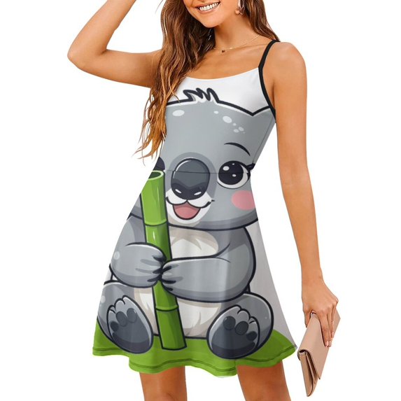 Koala Robe Cute Koala Bamboo Snack Sleeveless Dresses Slip Dress Women's Dresses ...