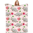 thumbnail image 1 of Cute Koala Blanket Pink Cartoon Koalas Bear Fruits Animal Strawberry Throw Blankets Kawaii Gifts for Girls Adults Lightweight Soft Fleece Cozy for Sofa Couch Bed Room Decor 60x80in, 1 of 6