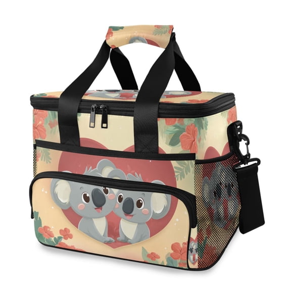 Cute Koala Couple Jungle Valentine Portable Cooler Lunch Box Reusable Insulated Lunch Bag Leakproof 15L