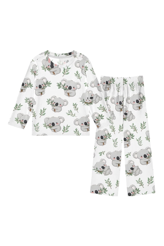 Cute Koala Cozy Soft Long Sleeves Top and Pants 2 Piece Cool Pjs Pajamas Set Sleepwear Size 3-11Y