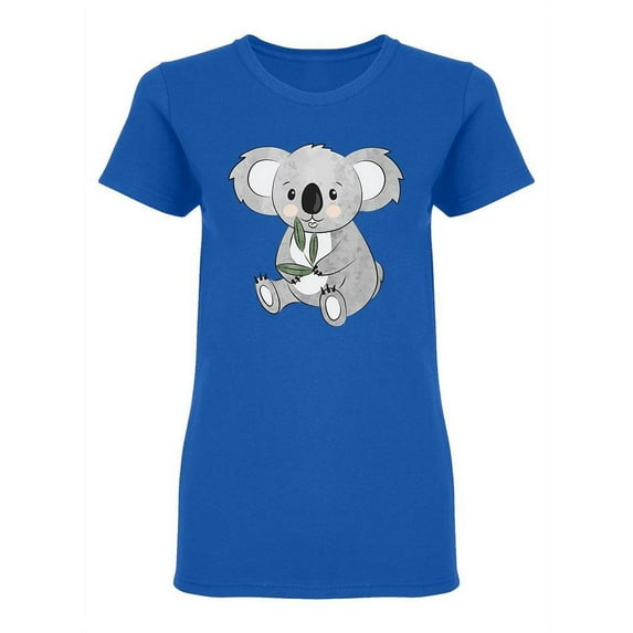 Cute Koala Eating Eucalyptus T-Shirt Women -Image by Shutterstock, Female Medium