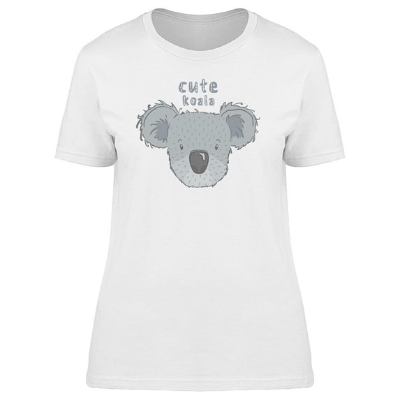 Cute Koala Face Cartoon T-Shirt Women -Image by Shutterstock, Female x-Large