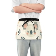 Cute Koala Faces Leaves Florals Short Server Apron with 3 Pockets for Unisex Chef Gardening