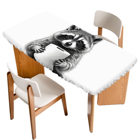 Cute Koala Fitted Rectangle Tablecloth 32" x 72" Modern Minimalist Grey Funny Carrying Tissue Elastic Table Cloth Fits for 6 Foot Folding Tables Waterproof Table Cover for Picnic Camping Outdoor