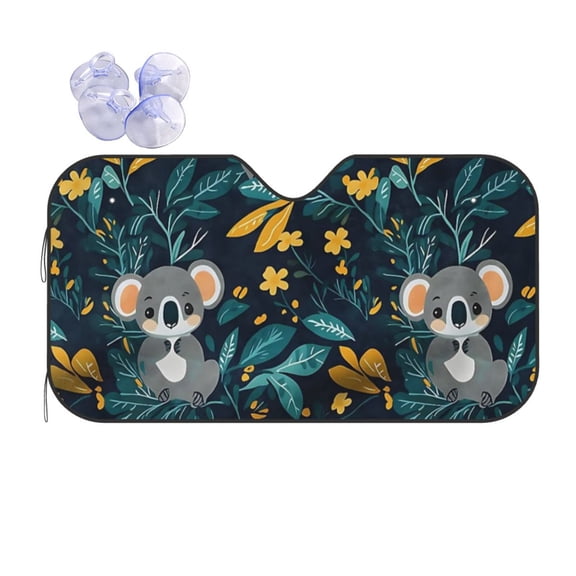 Cute Koala Foliage Car Windshield Sun Shade Universal Fit Auto Sun Visor Protector