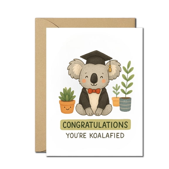 Cute Koala Graduation Card Youre Koalafied Funny Animal Graduation Congrats Card For Graduates of All Ages Blank Inside