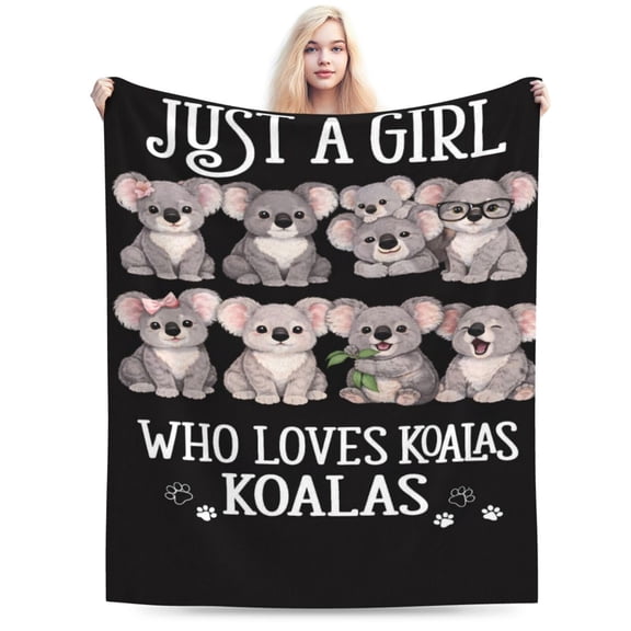 Cute Koala Lover Blanket Kawaii Koala Girl Adorable Koala Cartoon Soft Cozy Throw Blanket for Couch Bed Birthday Christmas Gift 50x40