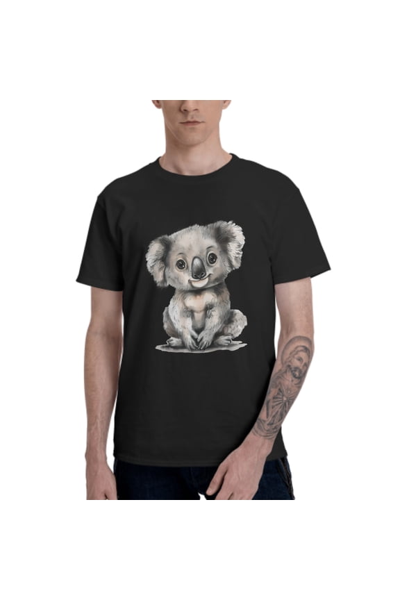 Cute Koala Men's T-Shirt Cotton 100% Summer Tops Fashion Casual Animal Short Sleeves for Men Women Round Collar Top Tees