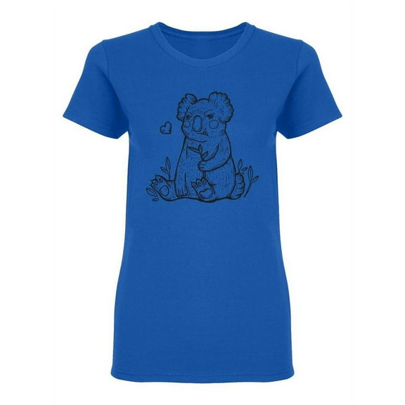 Cute Koala Outline Design T-Shirt Women -Image by Shutterstock, Female Large