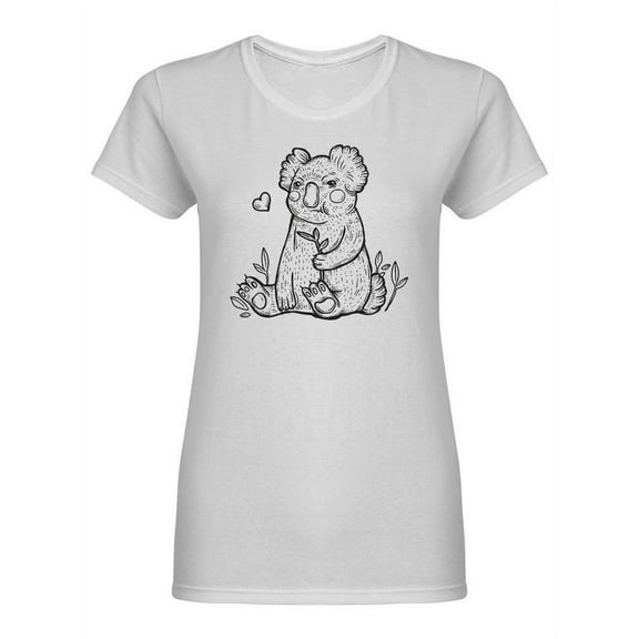 Cute Koala Outline Design T-Shirt Women -Image by Shutterstock, Female x-Large