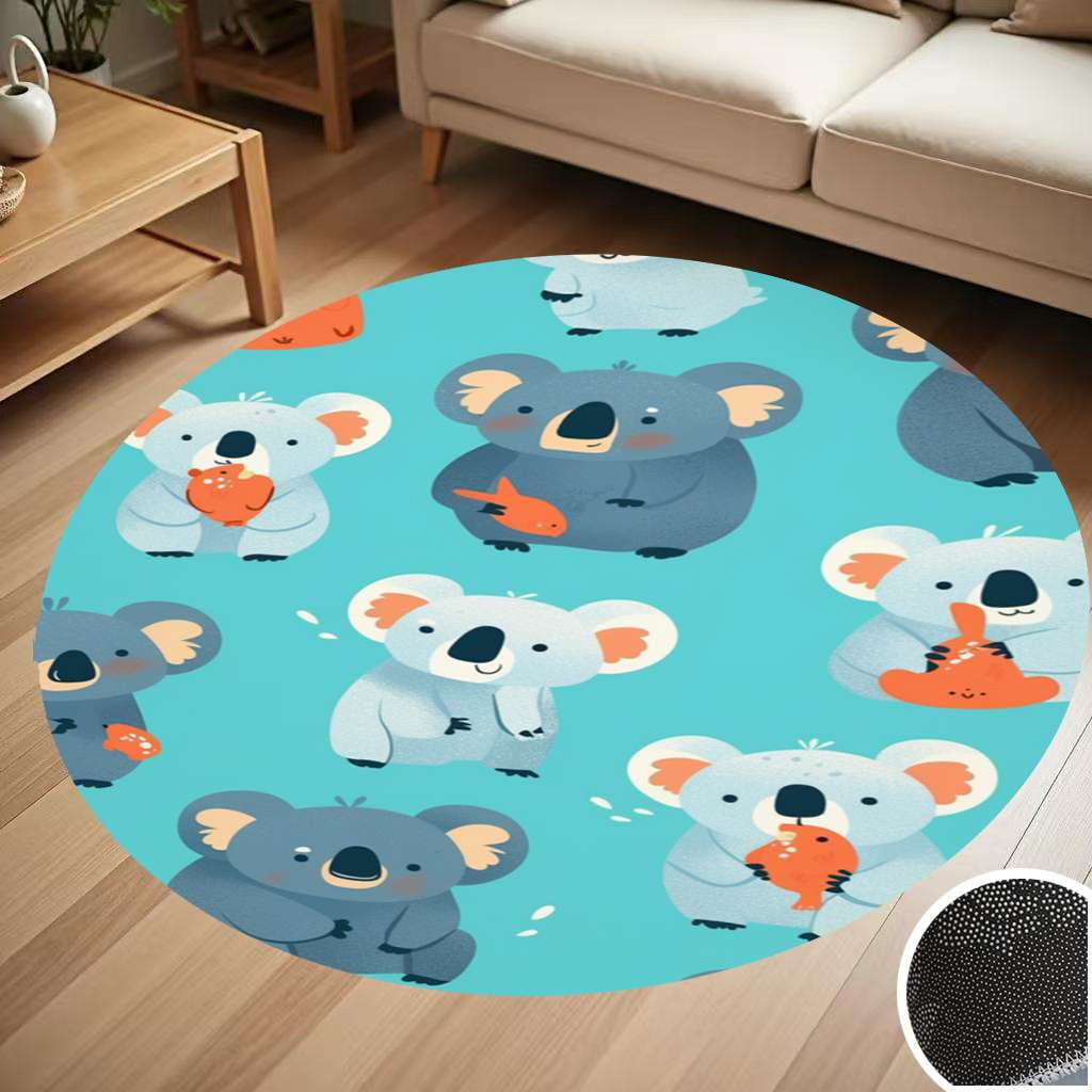 Cute Koala Pattern Round Carpet Living Room Bedroom Home Decoration