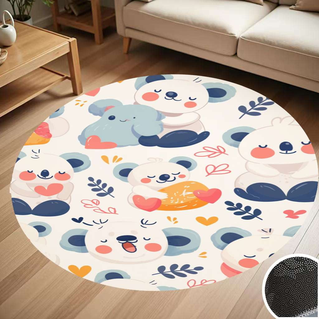 Cute Koala Pattern Round Carpet Living Room Bedroom Home Decoration