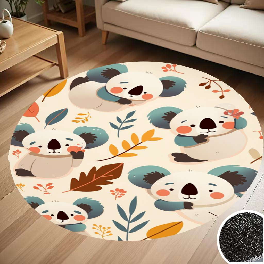 Cute Koala Pattern Round Carpet Living Room Bedroom Home Decoration