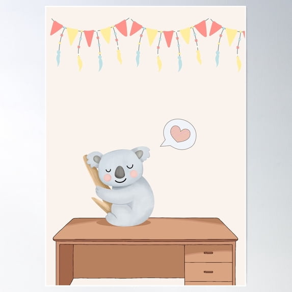 Cute Koala Poster Wall Art, Modern Wall Decor For Living Room Bedroom, 12x18 UNFRAMED