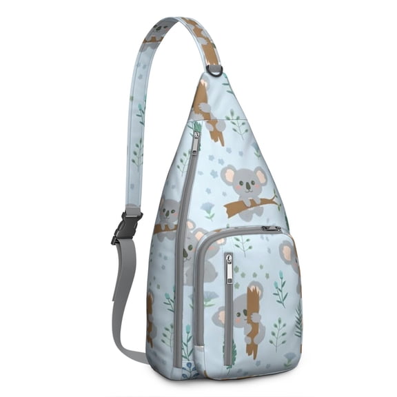 Cute Koala Print Sling Bag - Large Capacity Cooler Tote with Zipper Closure, Multi-Functional Storage for Students & Outdoor Enthusiasts