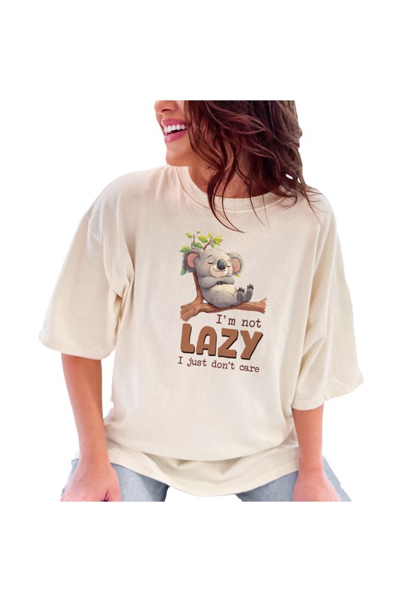 Cute Koala T-Shirt, I'm Not Lazy Graphic Tee, Adorable Animal Shirt, Funny Slogan T-Shirt, Unique Gift for Animal Lovers, Casual Wear, Ivory Comfort Colors T-Shirt, Medium