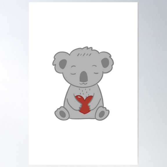 Cute Koala With Heart Balloon Poster Wall Art, Modern Wall Decor For Living Room Bedroom, 8x12 UNFRAMED