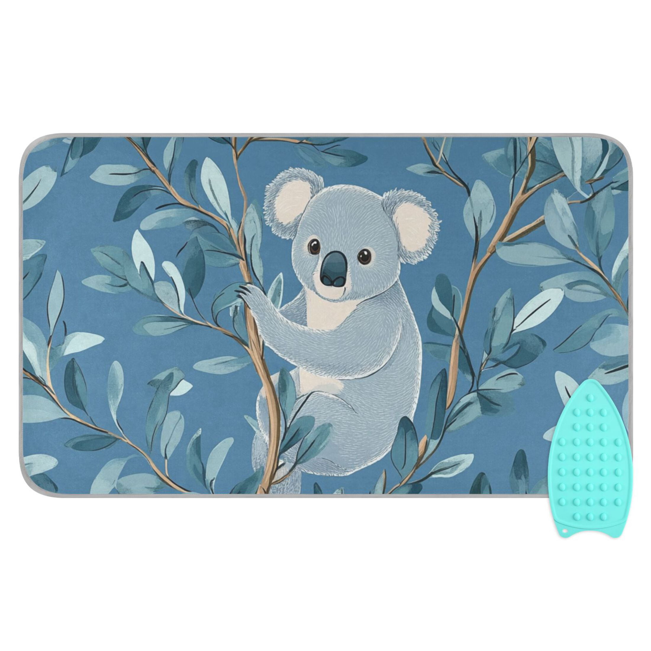 Cute Koala and Eucalyptus Leaves Ironing Mat Blanket Portable Travel Ironing Pad Heat Resistant Pad 47.2" x 27.6”