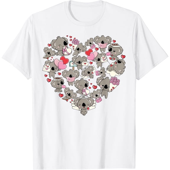 Cute Koalas In Heart Shape Happy Love Day T-Shirt