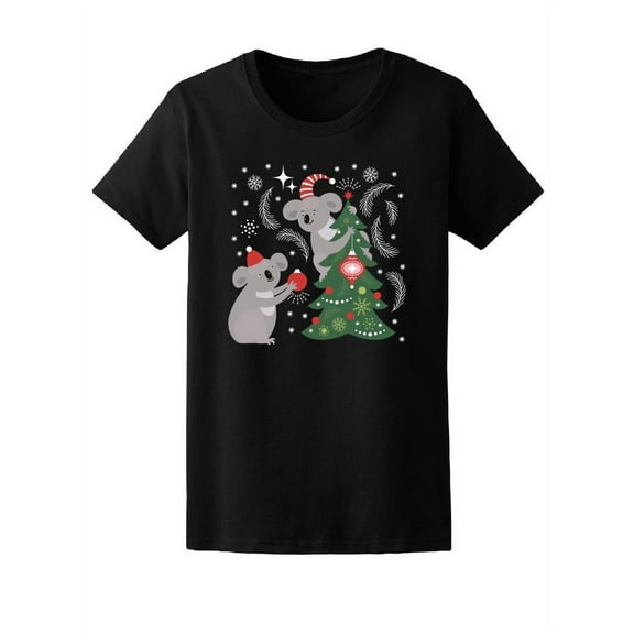 Cute Koalas Merry Christmas Tree T-Shirt Women -Image by Shutterstock, Female Medium