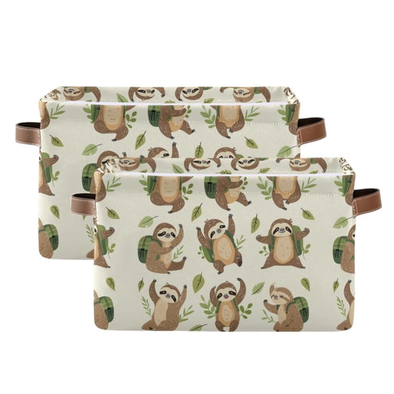 Cute Koalas with Rucksack Storage Bins with Handle Fabric Organizer Basket Foldable Box 2 Pack 14.2x10.2x8.3