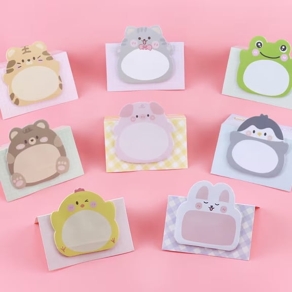 Cute Korean Cartoon Animal Sticky Notes - Set of 8, 160 Sheets for Messages and Reminders