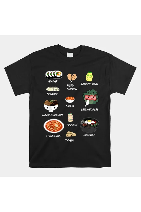 Cute Korean Food Bibimbap And Korean Aesthetic Kawaii T-shirt Size S-5XL