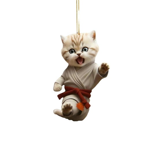 Cute Kungfu Cats Keychain 2D Acrylic Cats Pendant Animal Car Keychain Charm