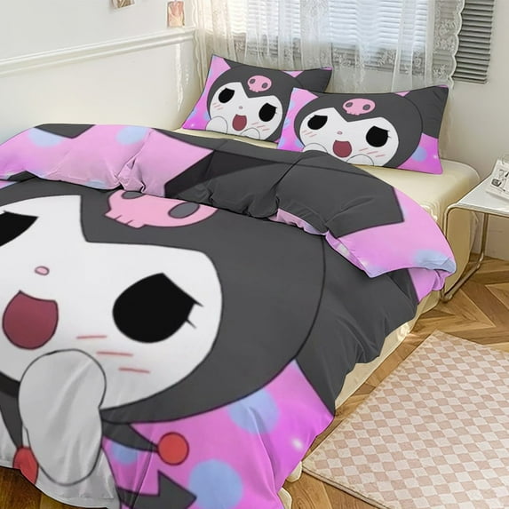 Cute Kuromi Bedding Sets for Girl Women Comforter Set 3pcs Comforter Sets 1 Comforter Cover And 4 Pillowcases