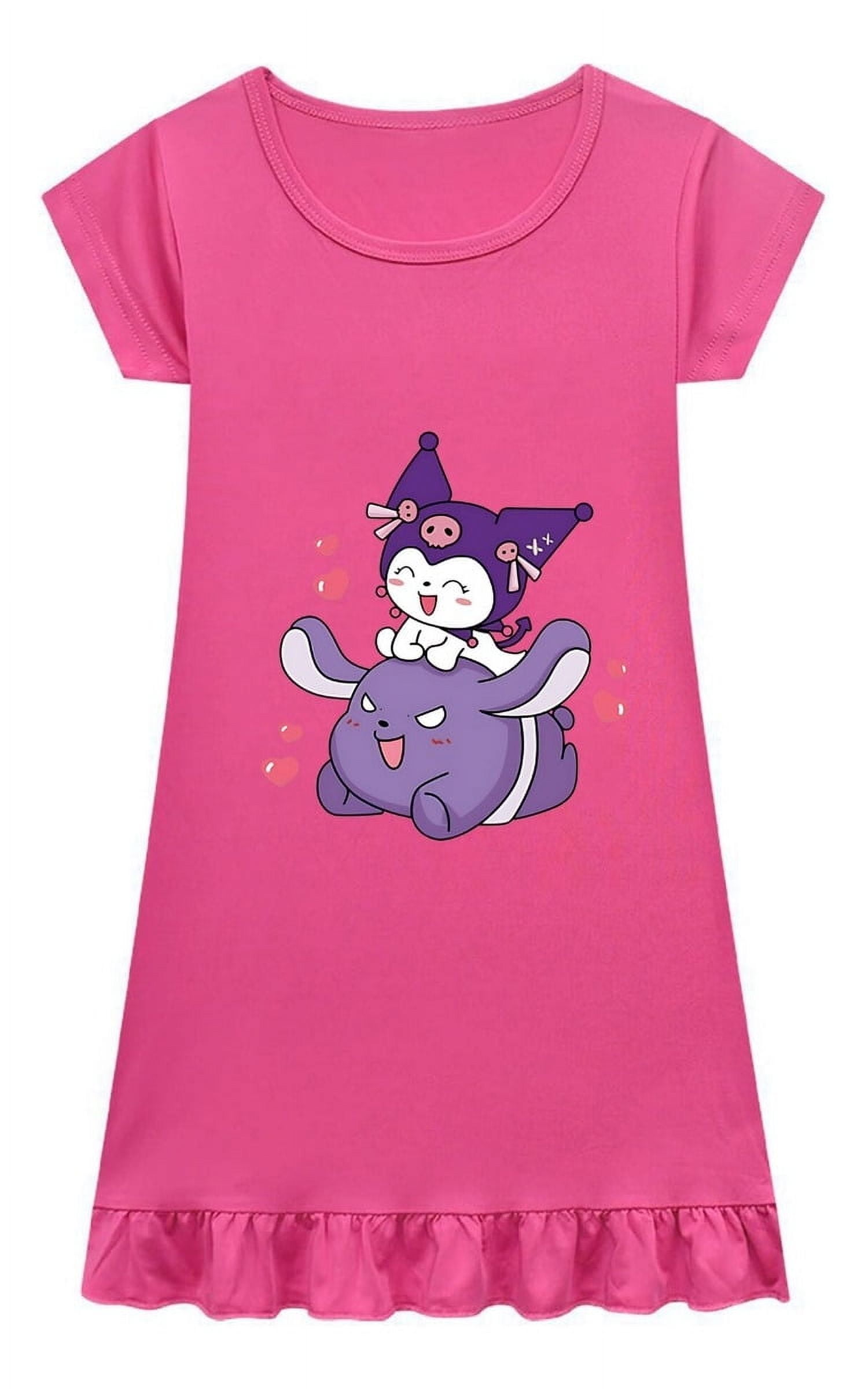 Cute Kuromi Cartoon Nightgown – Soft Sleep Dress for Girls – Short ...