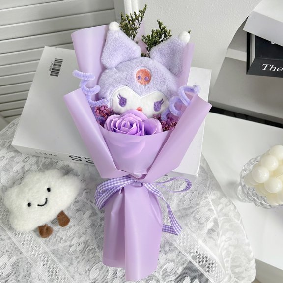 Cute Kuromi My Melody Plush Doll Bouquet Pompompurin Stuffed Plush Toys Handheld Flower Friends Anniversary Gifts