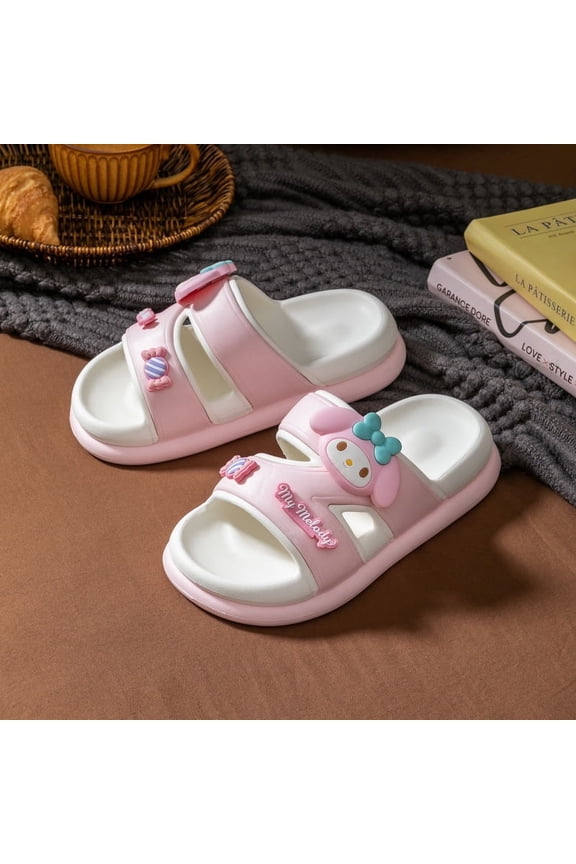 Cute Kuromi Slippers Women Cute Cartoon Slippers Thick Sole Cute Non-slip Quick Dry Bathroom Sandals Outdoor
