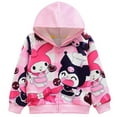 thumbnail image 1 of Cute Kuromi cat hoodie for girls zip up jacket kids anime hooded sweatshirt coat with pocket, 1 of 3